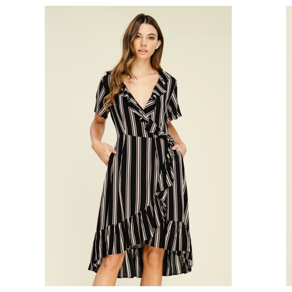 Annabelle Dresses & Skirts - HIGH LOW BLACK STRIPE DRESS